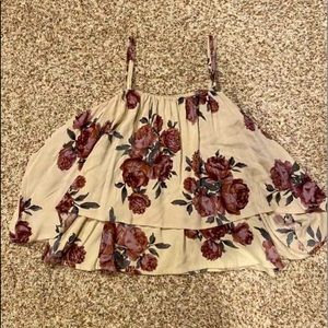 Cropped Floral Cold-Shoulder Top